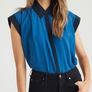 7FAM Contrast Cuff Top in Cobalt Blue